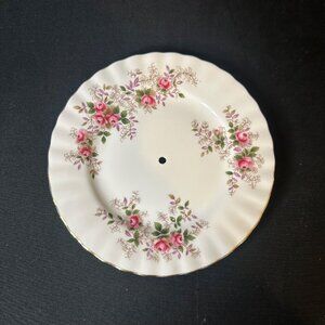VTG Royal Albert Lavender Rose 6" Replacement Piece For Dessert Stand w/ Hole